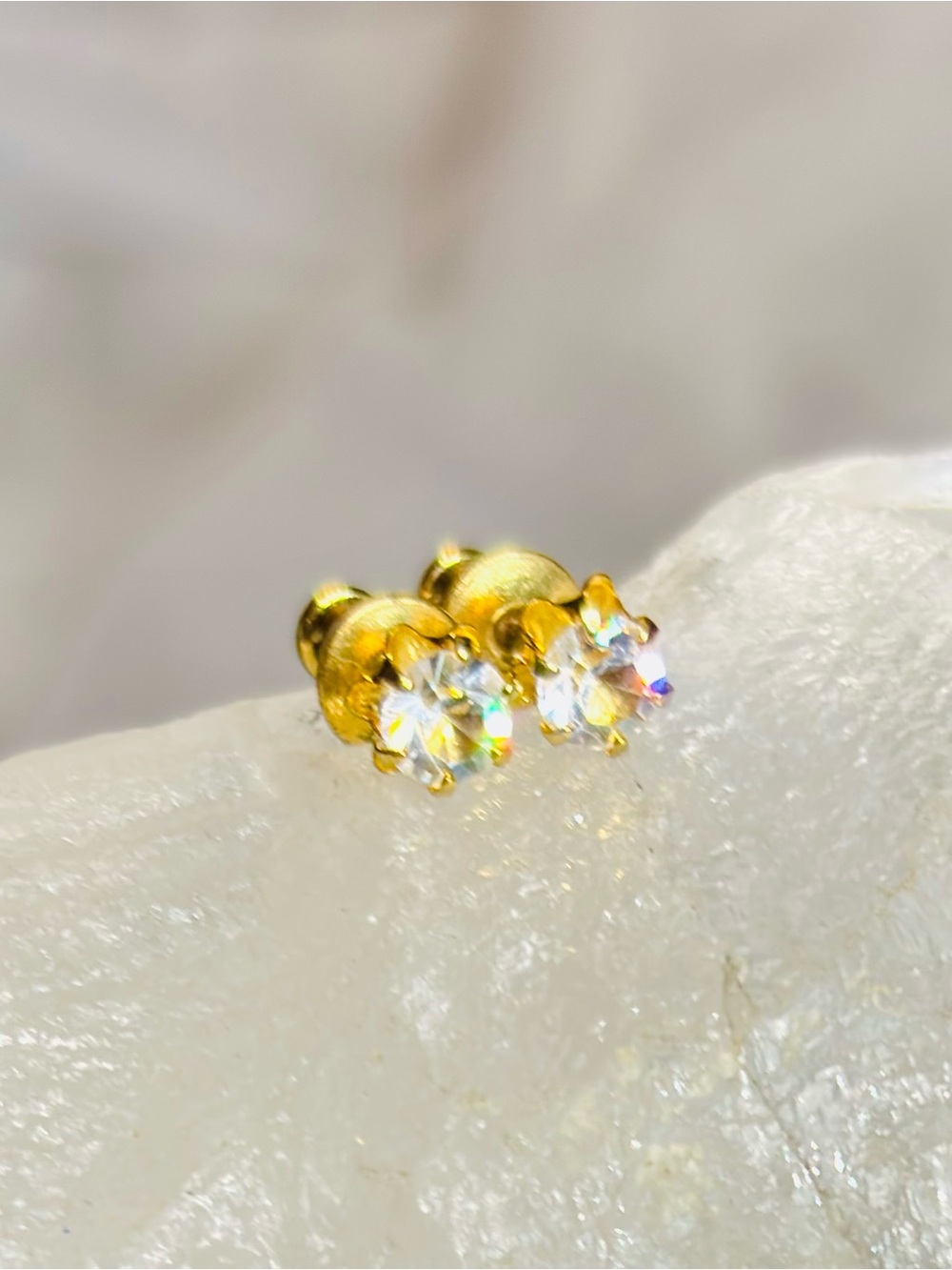 Vintage Monet Solitaire Austrian Crystal Yellow Gold Triple Plated